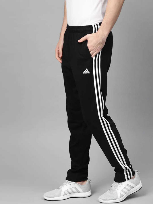 Adidas Solid Casual Men Black & White Track Pants